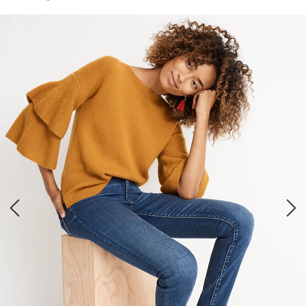 Madewell mustard color bell sleeve sweater